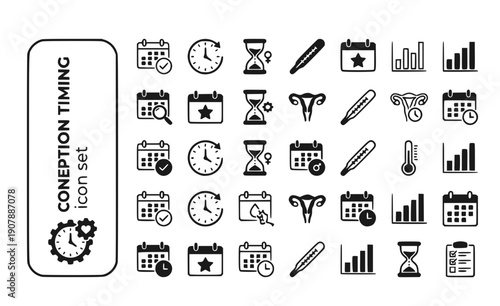 Conception Timing Conception-Window Timing-Calendar Best-Days Fertility-Timing Conception-Schedule Timing-Fertility Vector Icon Set - Conception Days