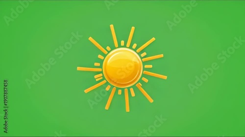 Wallpaper Mural Animated Cartoon Sun Icon with Rays on Green Screen Background Torontodigital.ca