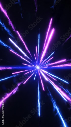 Wallpaper Mural Blue and pink neon light streaks bursting from center Torontodigital.ca