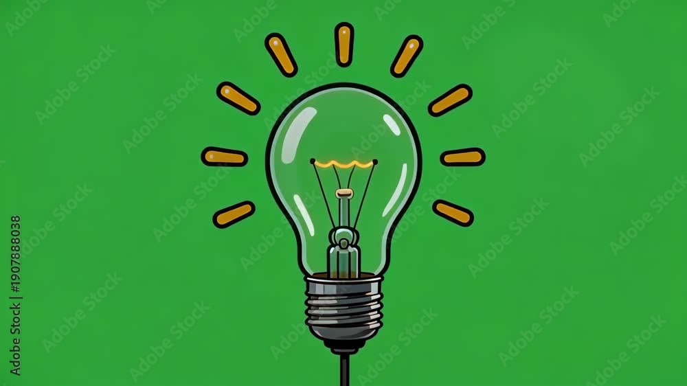 custom made wallpaper toronto digitalAnimated Glowing Light Bulb Idea Icon on Green Screen Background