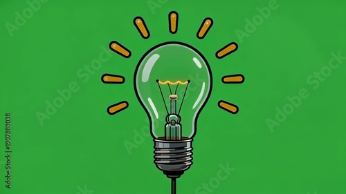 Wallpaper Mural Animated Glowing Light Bulb Idea Icon on Green Screen Background Torontodigital.ca