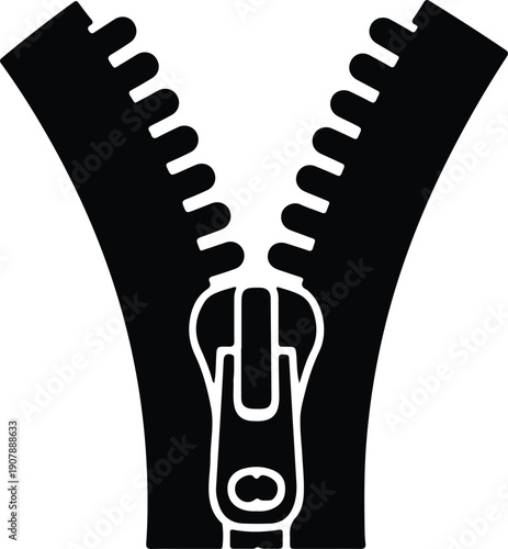 silhouette of open zipper with slider on white background vector design