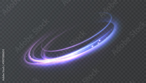 A glowing blue-purple neon ring with smooth motion trails on a dark background. An abstract energy platform effect for science fiction interfaces, HUD elements, game interfaces, and digital overlays.