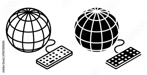 Linear isometric icon. User connection to online banking via Internet. Simple vector isolated on white background