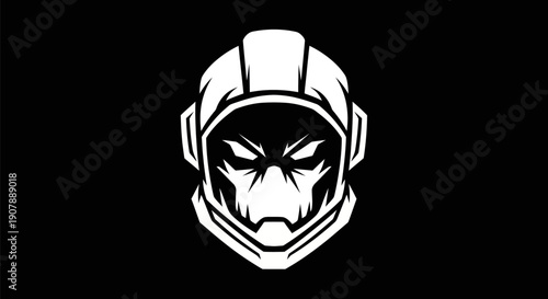 Astronaut helmet icon on black background