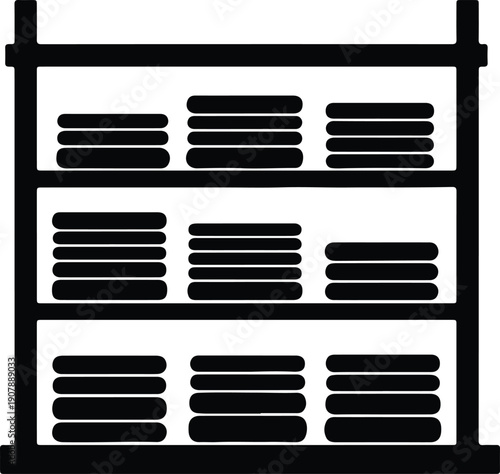 silhouette organized shelves with stacked clothes storage vector design