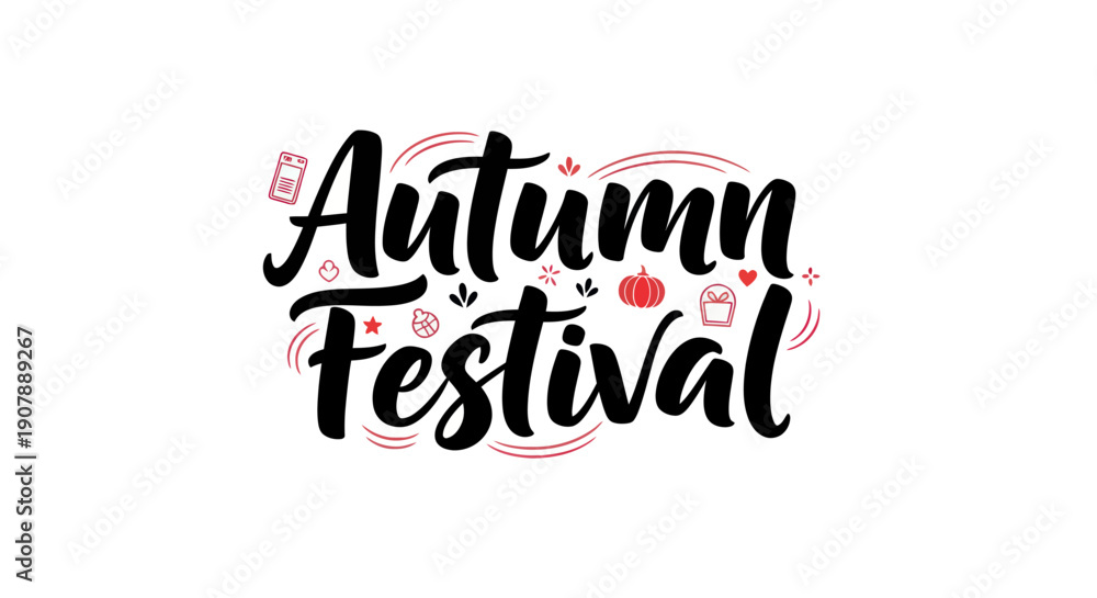 Fototapeta premium Autumn festival text illustration design