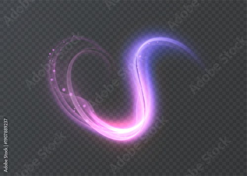 Vector motion of light with neon rays, for a dark background. A lighting effect illustrating the aesthetics of technological innovation, data transfer speed and digital connections.