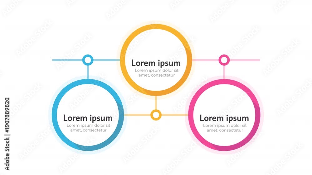 School learning infographic 3 steps template animation. Elementary ...