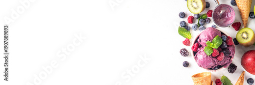 Homemade fruit and berry sorbet ice cream