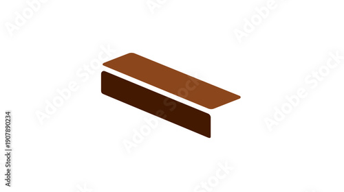 Geometric design featuring a stepped shape in shades of brown against a white background