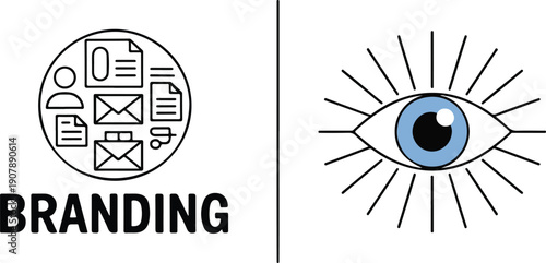 Brand Identity Outline Icon Set  Eye Symbol, Marketing, and Awareness