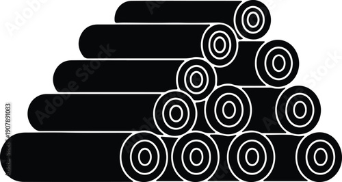 silhouette stack of rolled hay bales for agricultural harvesting vector design