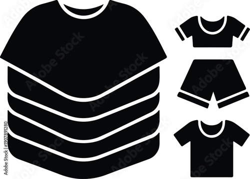 silhouette stacked clothing items and separate apparel ensemble vector design