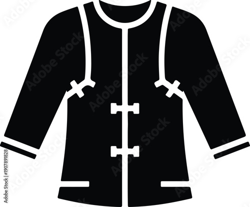 silhouette traditional chinese jacket with frog buttons and collar vector design