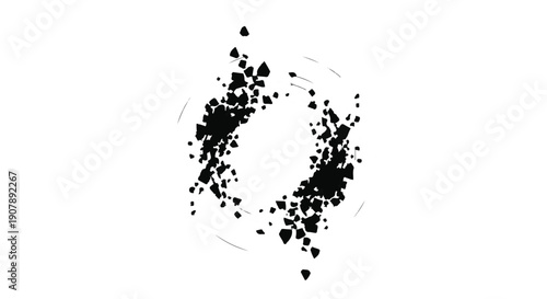 Abstract background with black particles or hearts forming circular shape on white background, creative design element for love, unity, or celebration concept