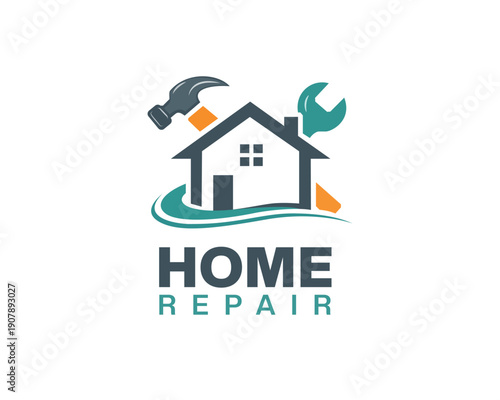 Construction logo, Home renovation logo, Home Maintenance Logo, Handyman Logo Template featuring House Construction, Renovation, Handyman & Property Service Vector Icon