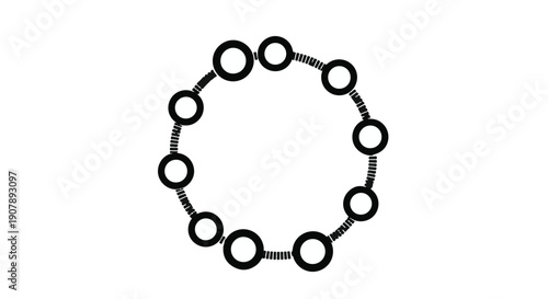 Connected circles chain link pattern abstract design element for business technology or education concepts