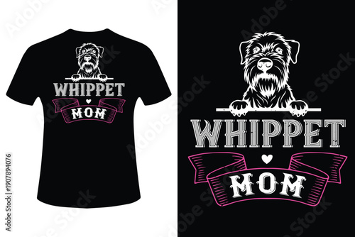 Vector whippet mom t shirt design dog mom graphic tee whippet dog lover mother's day gift