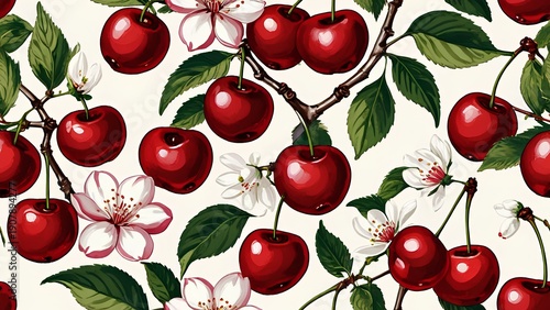 seamless pattern with cherries
