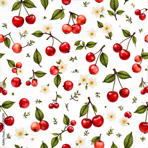 seamless pattern with cherries