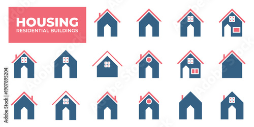Housing & Residential Building of home related line icons. Thin line vector set of signs for infographic, logo, app development and website design
