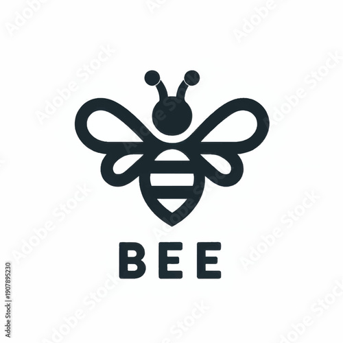 Bee Logo Design with Simple Illustration.
