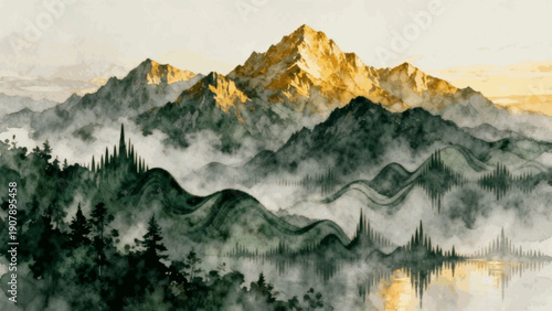 Audio Peaks Mountain Shaped Soundwaves isolated watercolor vector illustration svg