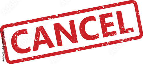 A distinct red rubber stamp style with the word CANCEL printed inside a rectangular outline on a white backdrop