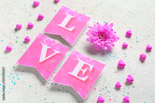 Word LOVE made of paper fla...