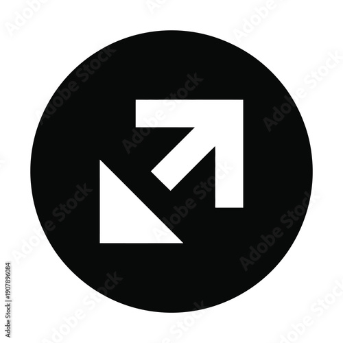 Free Download Vector graphic of a black circle with a white arrow pointing upward and to the right - GFXLoad