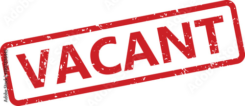 A distinctive red rubber stamp mark showing the word VACANT with a textured grunged effect