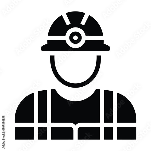 Vector illustration of a miner wearing a hard hat with a light on it