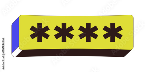 Rectangular password entry asterisks field 2D cartoon object. Hidden input. Secure login. Authentication box. Account protection isolated element flat vector clip art on white. Spot illustration