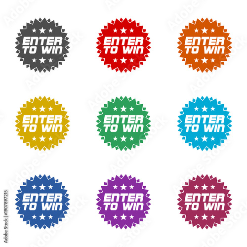 Enter To Win icon isolated on white background. Set icons colorful