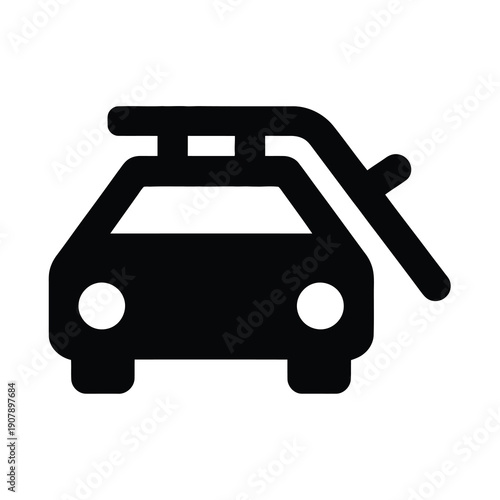 Vector graphic of a car with its windshield wiper raised on a white background