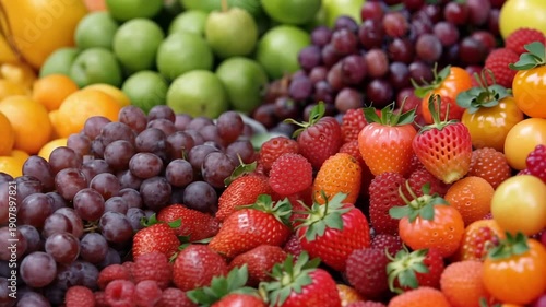 Colorful display of fresh fruits at the market