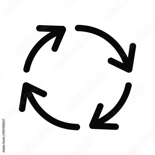 Vector graphic of a circular arrow cycle on a white background indicating recycling or reuse