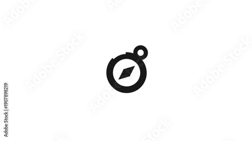 A minimalist black compass icon centered on a white background, representing direction and navigation