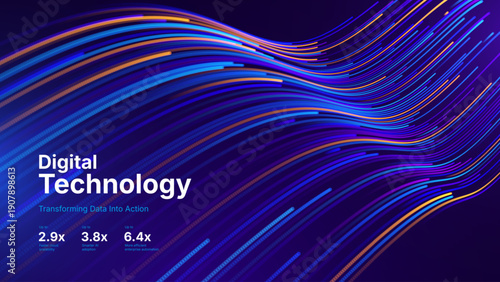 Abstract AI Data Stream Architecture with Neural Connections. Big Data Fintech Technology Backdrop for Corporate Innovation and Digital Transformation. Modern Tech Presentation Vector Illustration.