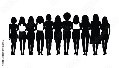 A group of women standing in a line