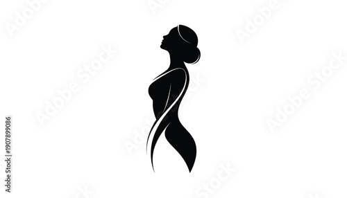 A black silhouette of a woman in profile