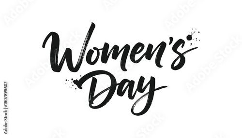 A black and white image with women's day text