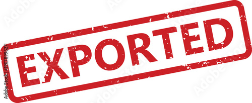 A rectangular red grungy rubber stamp with the word EXPORTED prominently displayed on a clean white background