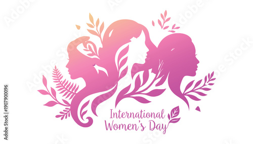 International women's day logo with pink and purple gradient
