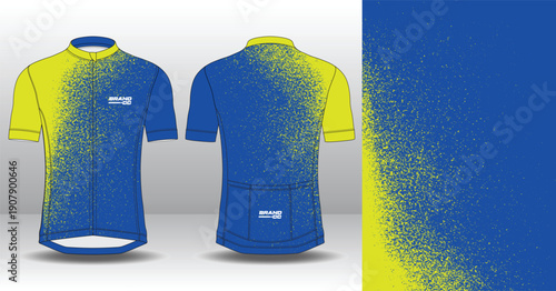 Professional cycling jersey template with modern geometric style for activewear