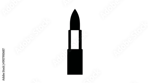 A simple, minimalist black and white illustration of lipstick, with a cylindrical body and pointed tip