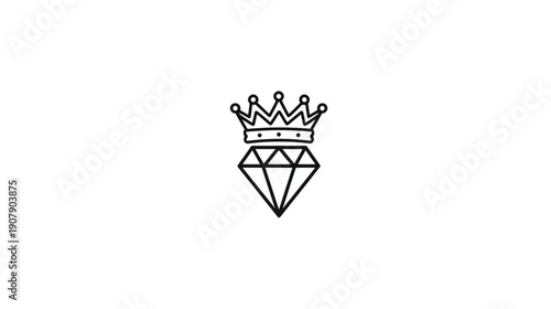 A simple black and white line drawing of a crown over a diamond shape