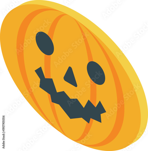 Halloween pumpkin with carved face grinning menacingly, perfect for spooky and festive projects