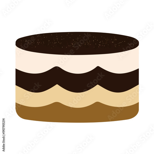 Simple flat 2D vector graphic of Tiramisu, modern icon look, displayed on a pure white background.